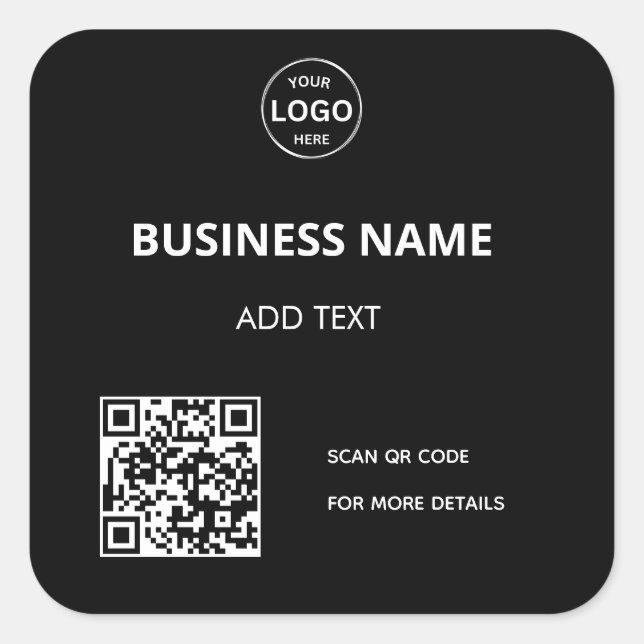 Qr-Code-Firmenlogo Modern Black Sticker (Vorderseite)