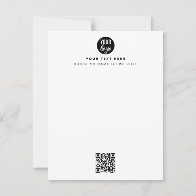 QR-Code-Firmenlogo Modern Minimalistisch Mitteilungskarte (Vorderseite)
