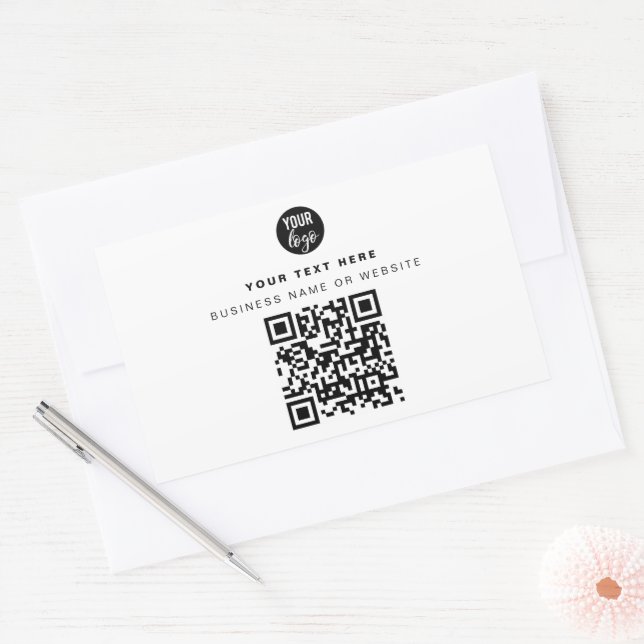 QR-Code-Firmenlogo Modern Minimalistisch Rechteckiger Aufkleber (Umschlag)