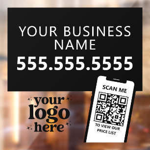 QR-Code Firmenlogo Modern Minimalistisch Rotes Vin Fensteraufkleber