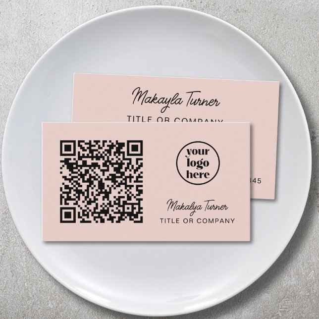 QR-Code Firmenlogo Modern Professionell Rosa Visitenkarte (Von Creator hochgeladen)