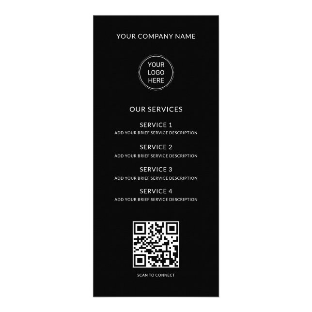 QR-Code Firmenlogo Modern Professionell Schwarz Werbekarte (Vorne)