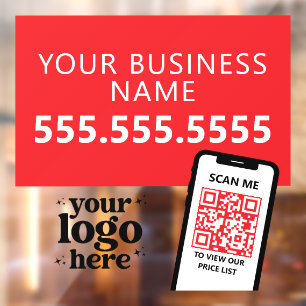 QR-Code Firmenlogo Modernes minimalistisches rotes Fensteraufkleber