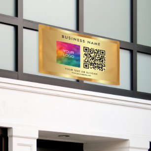 QR-Code Firmenlogo Name Gold-Werbeaktion im Freien Banner