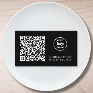 QR-Code Firmenlogo Professionell Modern Schwarz Visitenkarte
