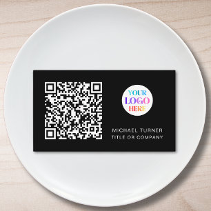 QR-Code Firmenlogo Professionell Modern Schwarz Visitenkarte
