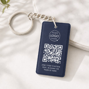 QR-Code   Firmenlogo Professionelles Marineblau Schlüsselanhänger