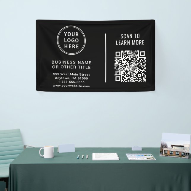QR-Code Firmenlogo Schwarz Banner (Messeveranstaltung)