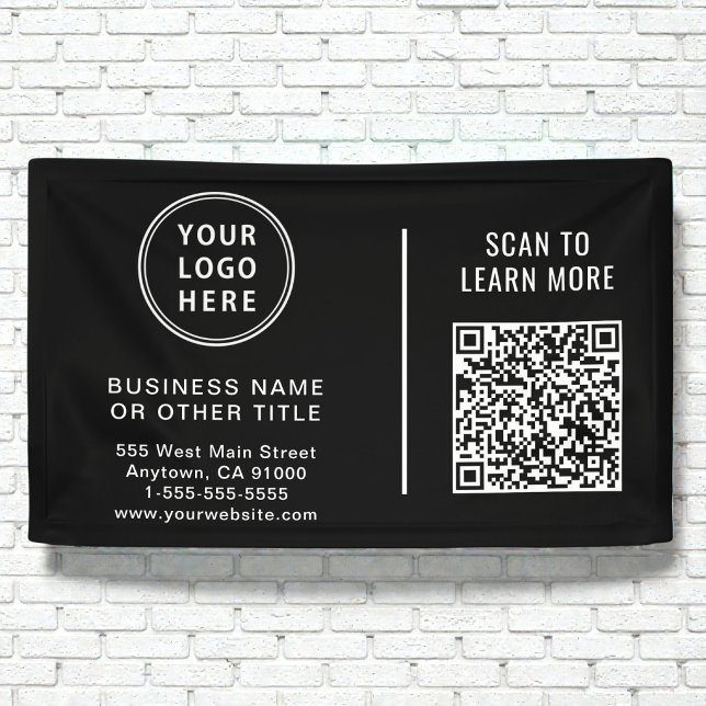 QR-Code Firmenlogo Schwarz Banner (QR Code Corporate Logo Black Banner)
