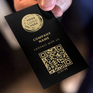 QR-Code Firmenlogo Schwarz Bold Visitenkarte
