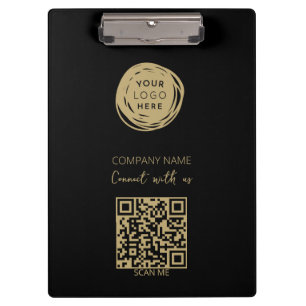 QR-Code Firmenlogo Schwarz Modern Klemmbrett