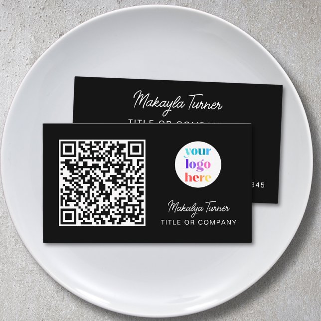 QR-Code Firmenlogo Schwarz Modern Professionell Visitenkarte (Von Creator hochgeladen)