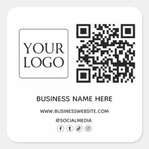 QR-Code Firmenlogo Website Social Media Quadratischer Aufkleber