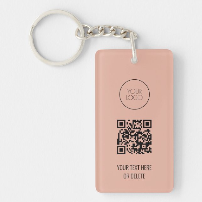 QR-Code-Firmenlogos Beruflich, rosa und schwarz Schlüsselanhänger (Vorderseite)