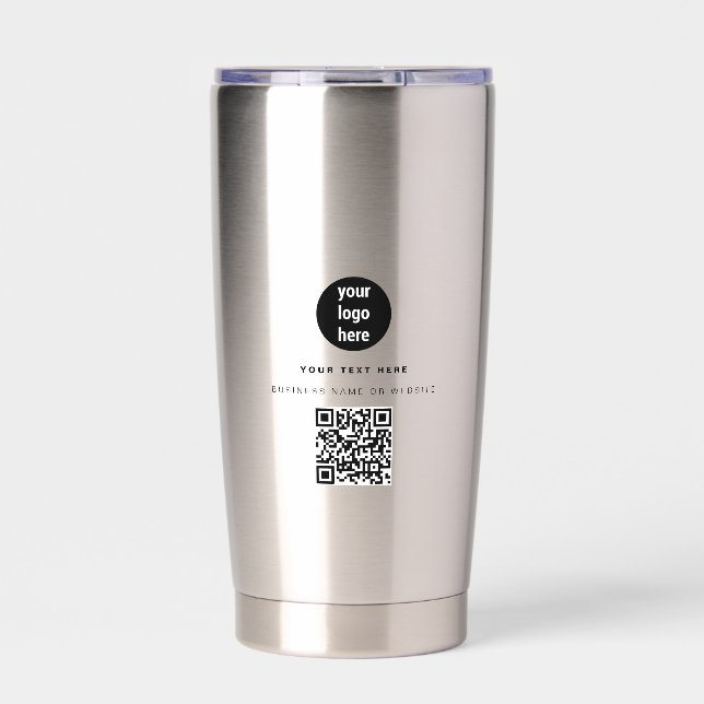 QR-Code-Firmenlogos Modernes Minimalistisches Gesc Thermobecher (Vorderseite)