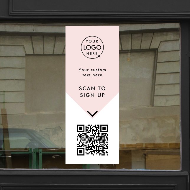 QR-Code | Firmenlogos Rosa Weibchen Fensteraufkleber (Versatile editable window cling template with interactive QR code.)