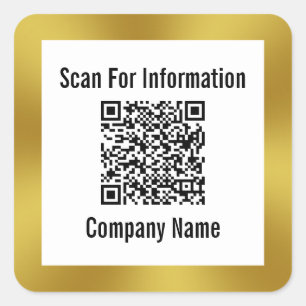 QR-Code Firmenname Gold und Weiße Vorlage scannen Quadratischer Aufkleber
