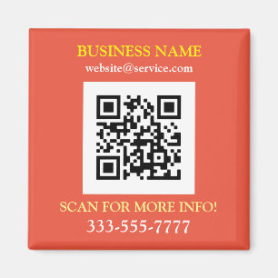 QR-Code, Firmenname Promo, Gelb Weiß Orange Magnet