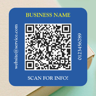 QR-Code Firmenname Website Promo Deep Blue Vs 2 Quadratischer Aufkleber