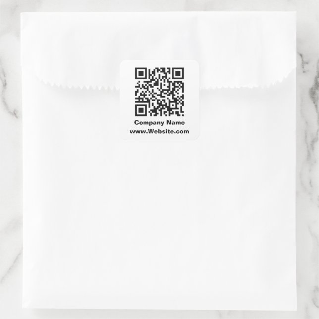 QR-Code Firmenname Website-Template Quadratischer Aufkleber (Tasche)
