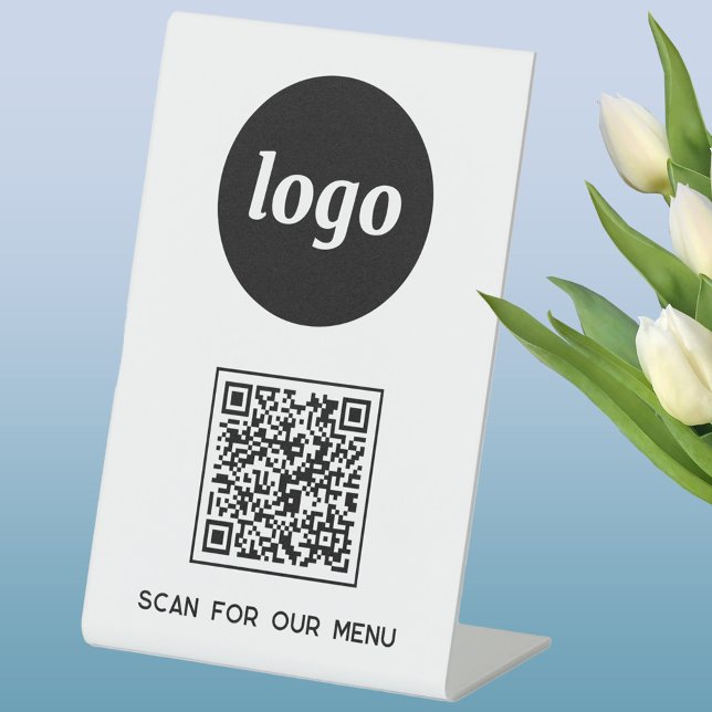 QR-Code-Firmenprüfung für das Menü Sockelschild (Logo with QR code Scan for Menu custom business promotional pedestal sign)