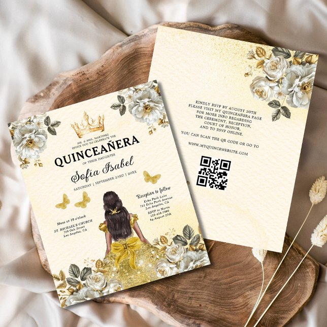 QR Code Floral Gold Butterfly Princess Flyer (Von Creator hochgeladen)