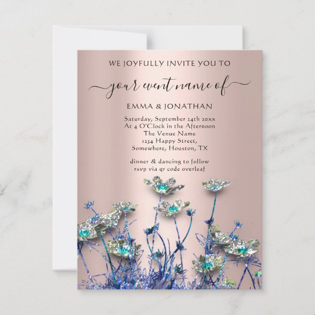 QR CODE Floral Meadow Wildblume Blue Rose (Vorderseite)