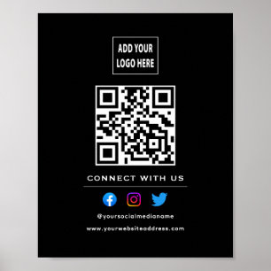 QR-Code-Follow-Scan zum Verbinden mit uns Schwarz  Poster