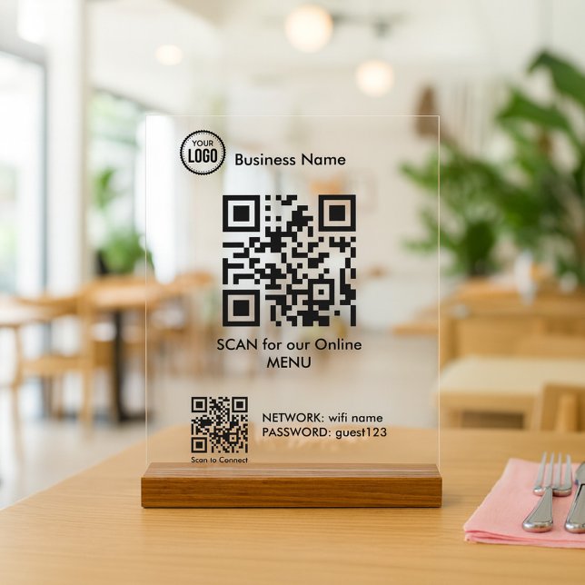 QR Code For Restaurant Coffee Shop Menu Acrylschild (Von Creator hochgeladen)