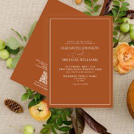QR Code Formal Burnt Orange Classic Script Wedding Einladung
