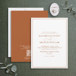 QR Code Formal Burnt Orange Classic Script Wedding Einladung