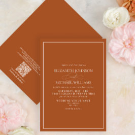 QR Code Formal Burnt Orange Classic Script Wedding Einladung