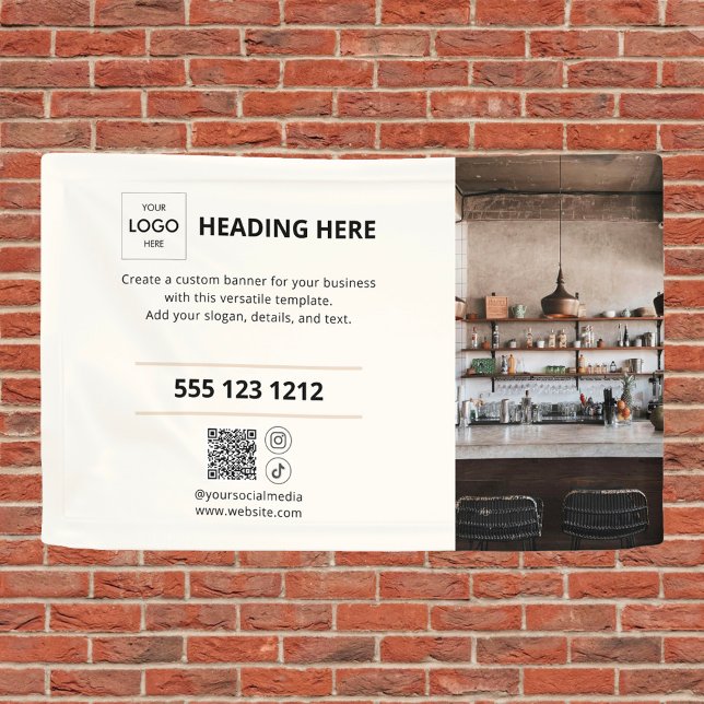 QR-Code-Foto Beige-Banner Banner (Von Creator hochgeladen)