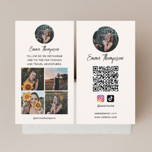 QR-Code-Foto Beige Visitenkarte