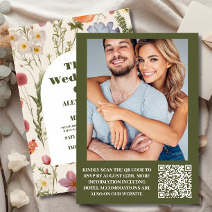 QR Code Foto Boho Wildblume Botanische Hochzeit Einladung