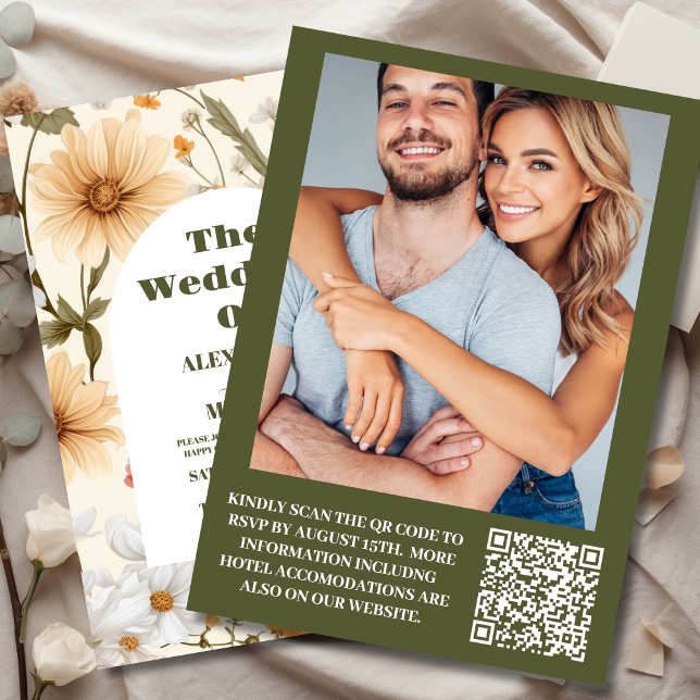 QR Code Foto Boho Wildblume Botanische Hochzeit Einladung (Von Creator hochgeladen)