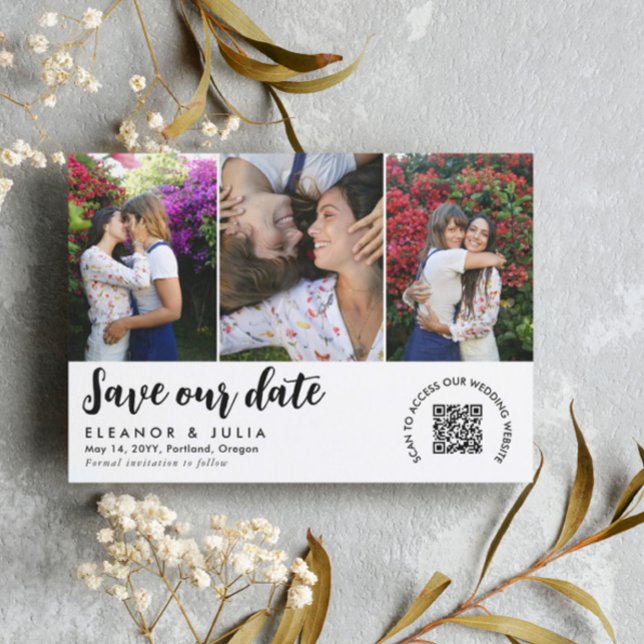 QR Code Foto Collage Wedding Save the Date (Von Creator hochgeladen)