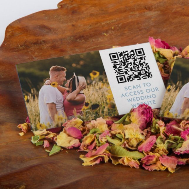 QR Code & Foto Dove Blue Wedding Website Details Begleitkarte (Von Creator hochgeladen)