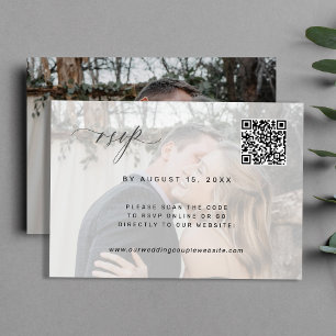 QR-Code Foto elegante Hochzeitantwort RSVP-Karte Einladung