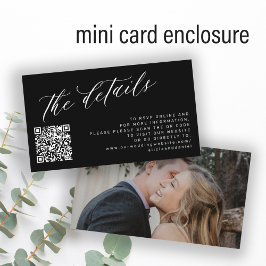 QR-Code Foto elegante Skript Hochzeitsdetails schw Begleitkarte