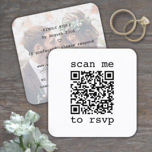 QR-Code & Foto Hochzeits-RSVP Schreibmaschinentypo Begleitkarte