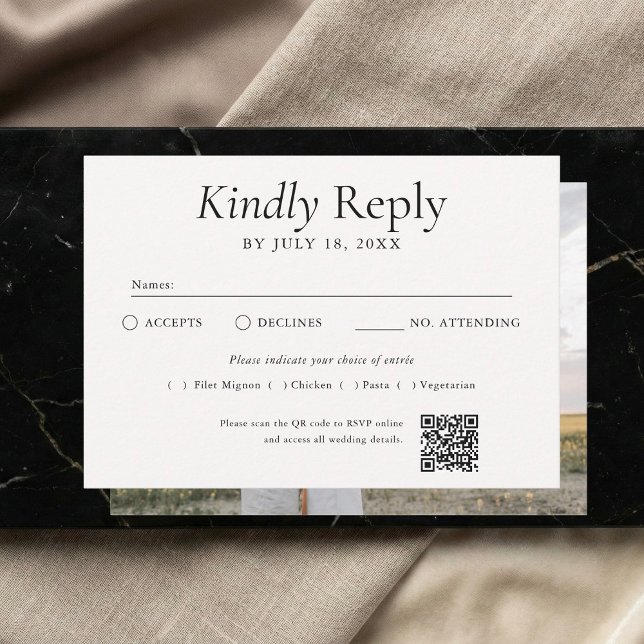 QR-Code-Foto in Weiß RSVP Karte (Von Creator hochgeladen)