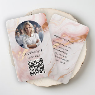 QR-Code, Foto, Marmor, Rosa-Rosegold, Salon Visitenkarte