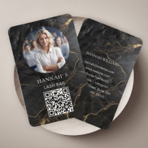 QR-Code, Foto, Marmor, Schwarz-Gold, Salon