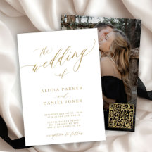 QR-Code-Foto moderne elegante goldene Hochzeit
