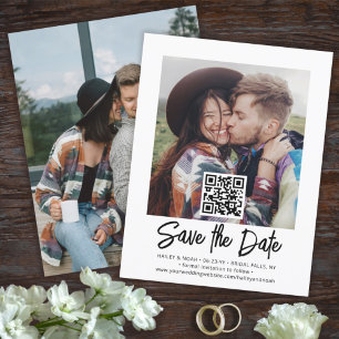 QR-Code Foto-Overlay Einfaches Modernes Skript Hoc Save The Date