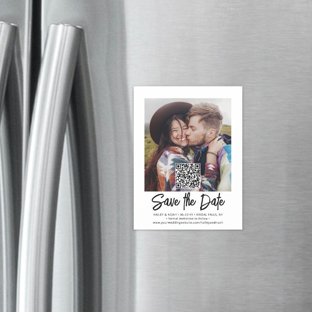 QR Code Foto Overlay Moderne Hochzeit speichern da Magneteinladung (Von Creator hochgeladen)