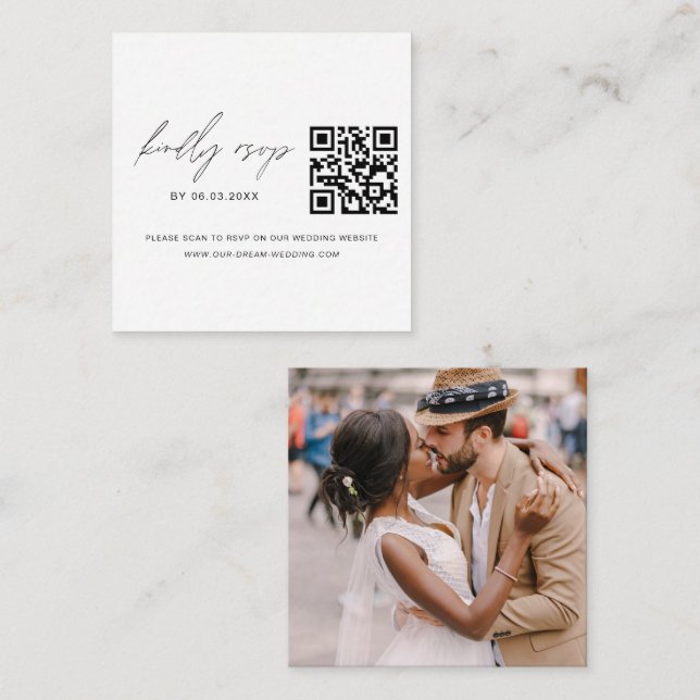 QR Code Foto UAWG Wedding Website Minimalistisch Begleitkarte (Vorne/Hinten)