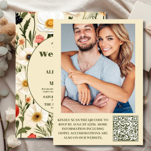QR Code Foto Whimsical Wildblume Meadow Wedding Einladung