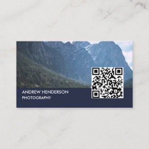 QR Code Fotograf Navy Blue Visitenkarte